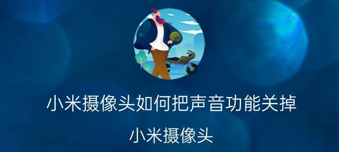 小米摄像头如何把声音功能关掉 小米摄像头 声音 关闭声音功能 操作 教程